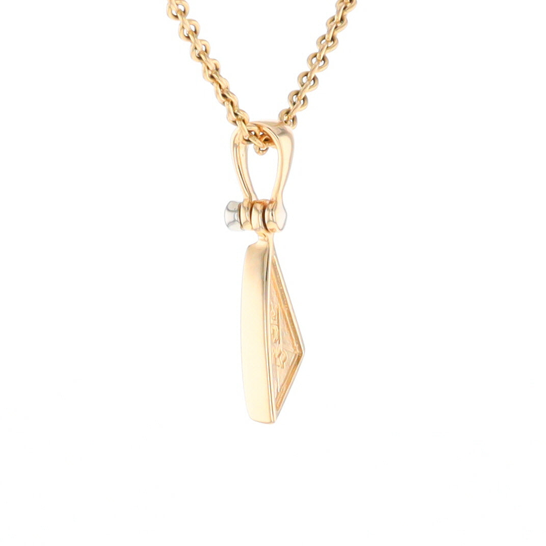 Gold Quartz Necklace Sail Inlaid Design Pendant with .02ct Diamond