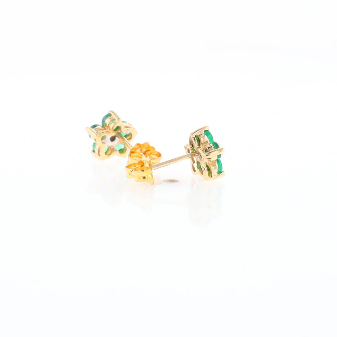 Emerald Flower Stud Earrings