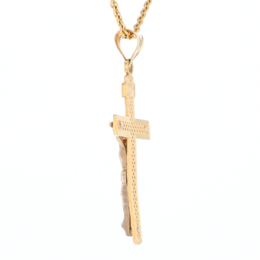 Two Tone Gold Crucifix Pendant