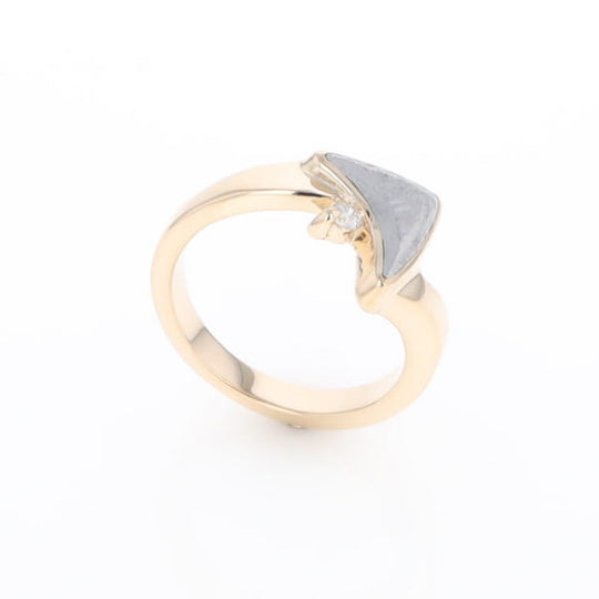 Meteorite Ring Boat Sail Inlaid Design with .04ctw Round Diamond