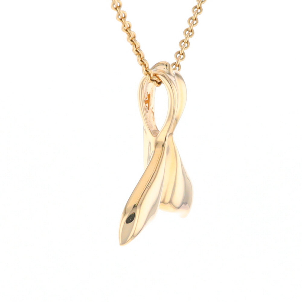 Whale Tail Necklaces Gold Quartz Double Sided Inlaid Sea Life Pendant