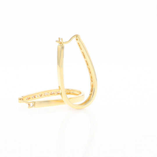 U-Shaped Channel Set Diamond Hoop Earrings