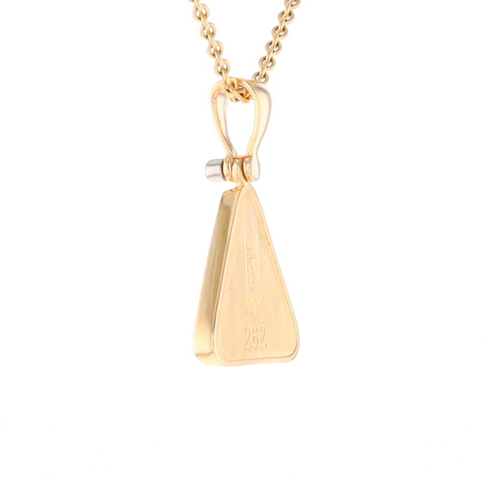 Gold Quartz Necklace Triangle Inlaid Pendant with .02ct Diamond