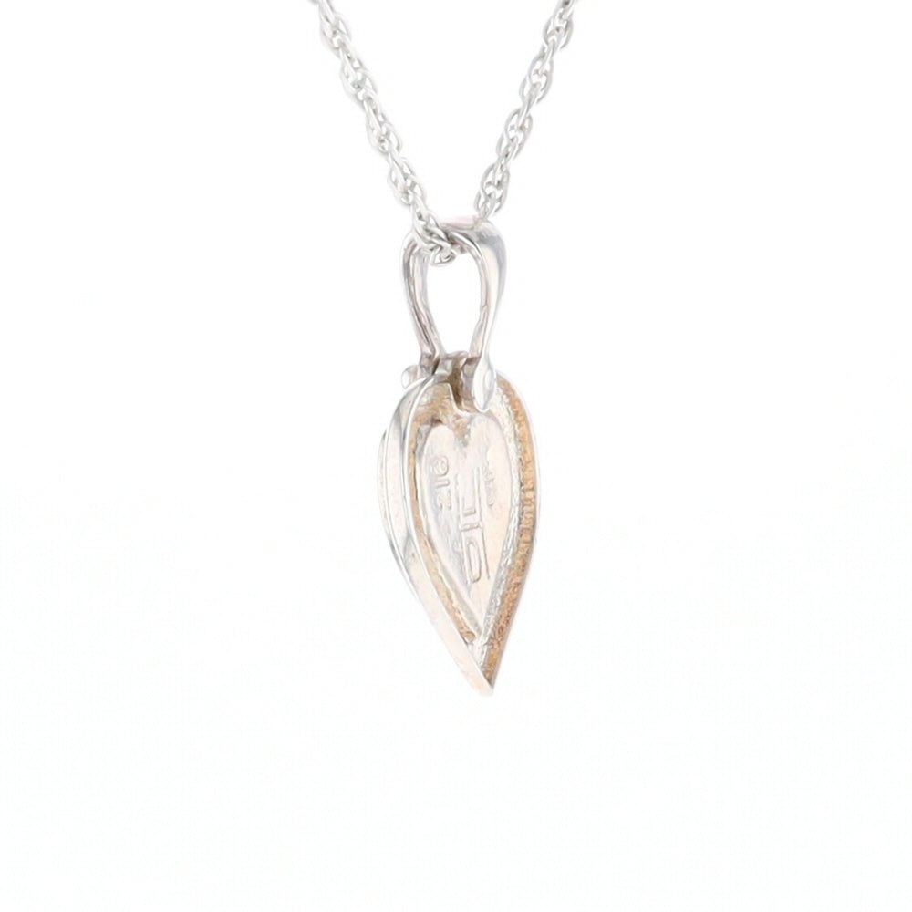 Sterling Silver Gold Quartz Inlaid Heart Pendant - G3