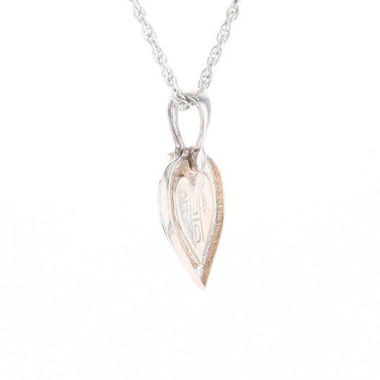 Sterling Silver Gold Quartz Inlaid Heart Pendant - G3