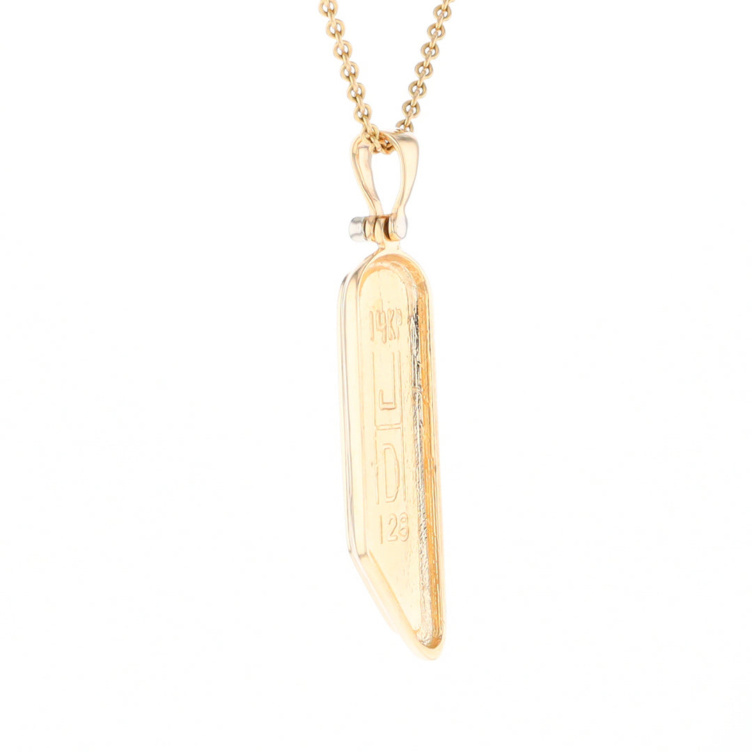 Gold Quartz Long Geometric Inlaid Pendant