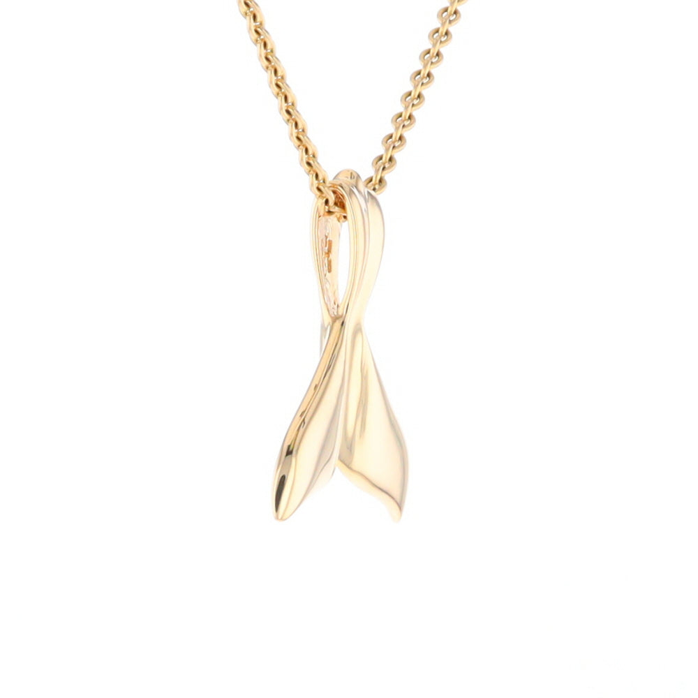 Whale Tail Necklaces Gold Quartz Double Sided Inlaid Sea Life Pendant