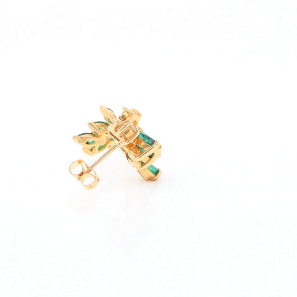 Marquise Emerald Cluster Stud Earrings