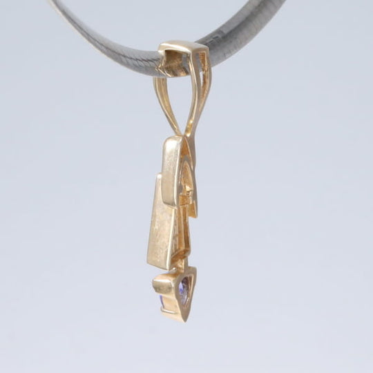 Opal Pendant Triangle Inlaid Design with Trillion Cut Tanzanite
