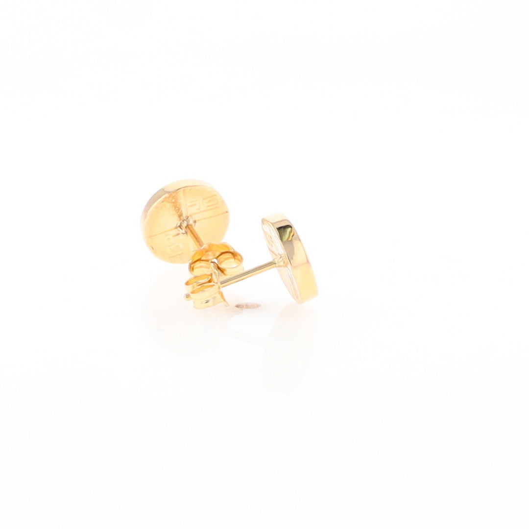 Gold Quartz Earrings 9mm Round Inlaid Studs - G2