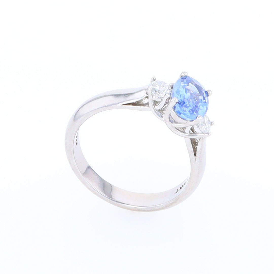 Ceylon Sapphire Three-Stone Trellis Ring