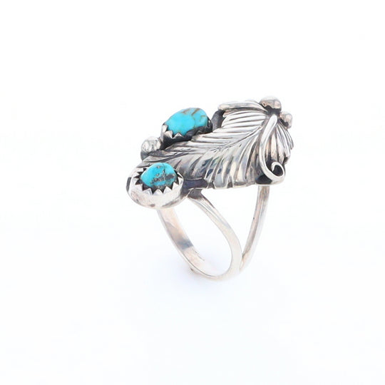 Native Turquoise Feather Ring