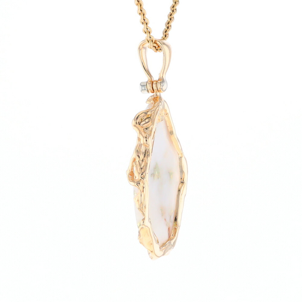 Gold Quartz Freeform Pendant