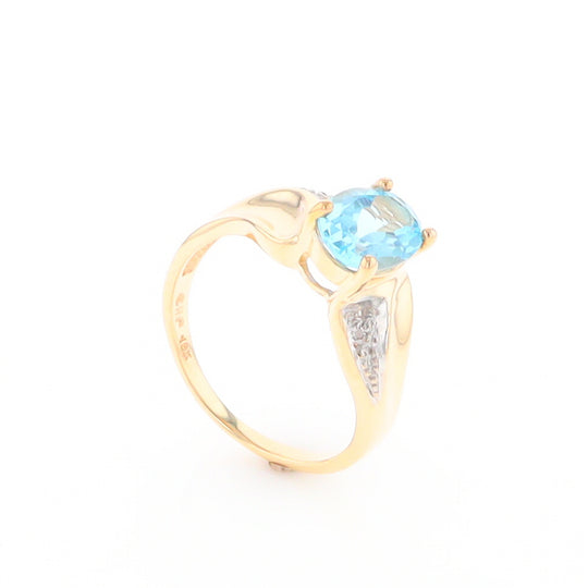 Blue Topaz Ring with Diamond Accents