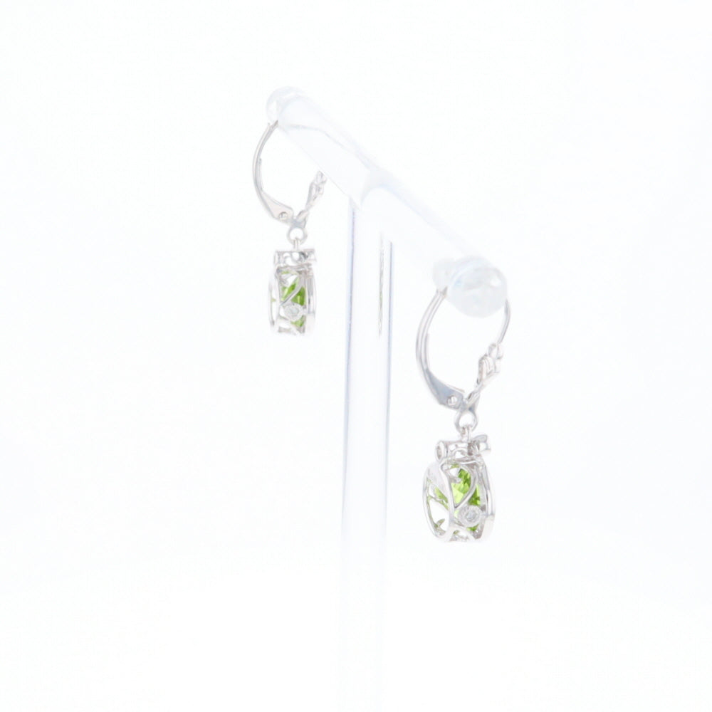 Peridot Dangle Earrings with Diamond Accents