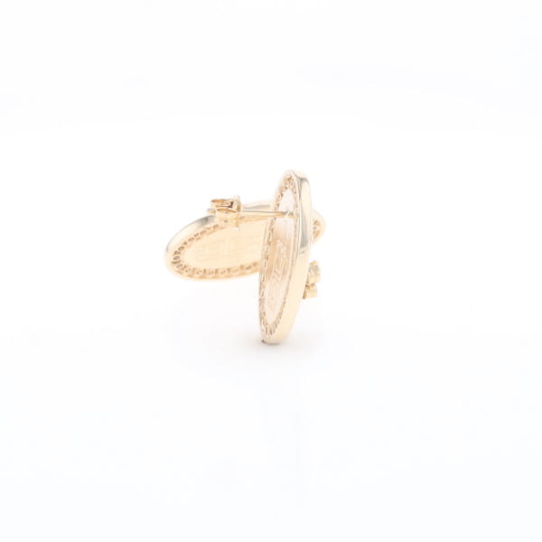 Gold Quartz Earrings Oval Inlaid Design .73ctw Round Diamonds Halo G2