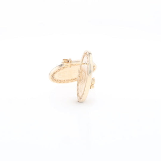 Gold Quartz Earrings Oval Inlaid Design .73ctw Round Diamonds Halo G2