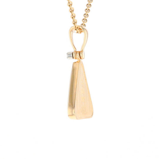 Gold Quartz Necklace Triangle Inlaid Pendant with .02ct Diamond