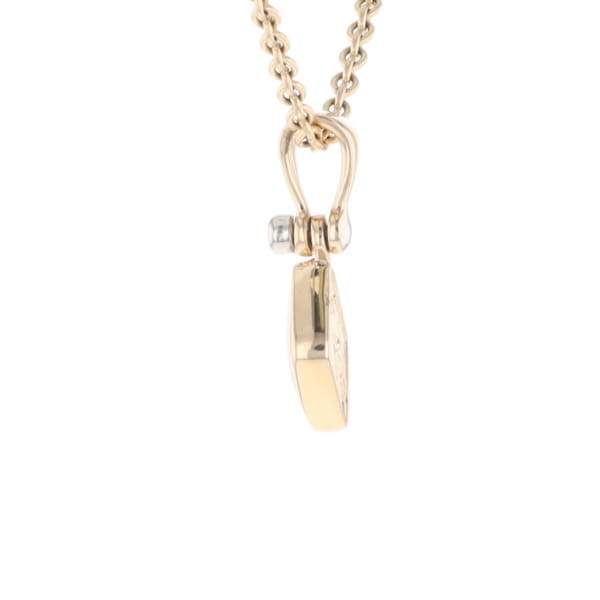 Gold Quartz Necklace Diamond Shape Inlaid Pendant with .02ct Diamond
