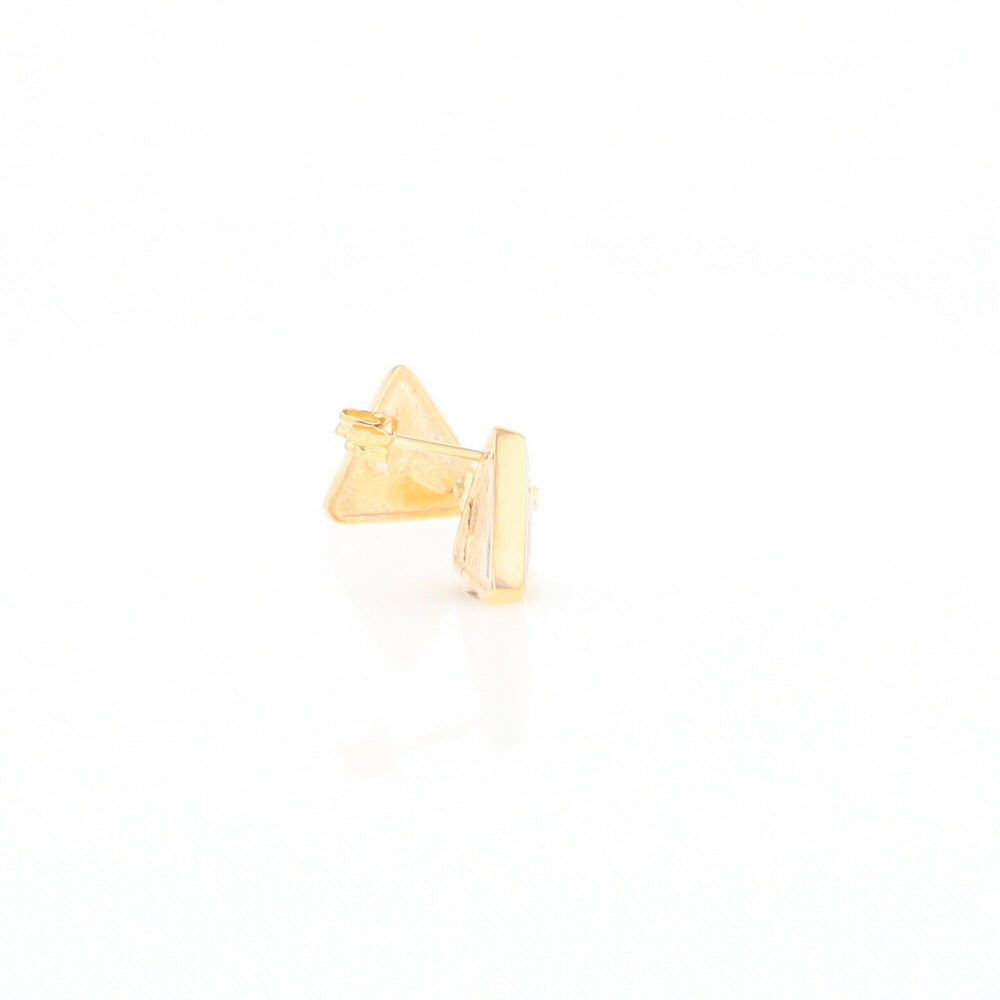 Gold Quartz Earrings Triangle Inlaid Studs - G2