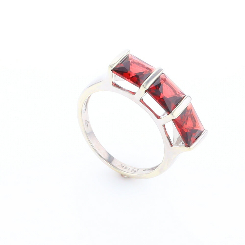 Three Square Garnet Ring