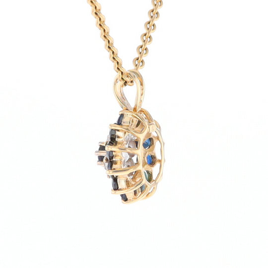 Round Diamond & Sapphire Cluster Pendant