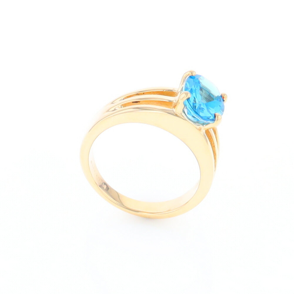 Split Shank Oval Blue Topaz Ring