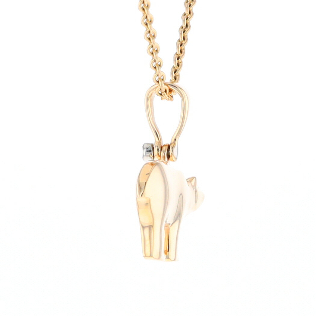 Gold Quartz Inlaid Polar Bear Pendant