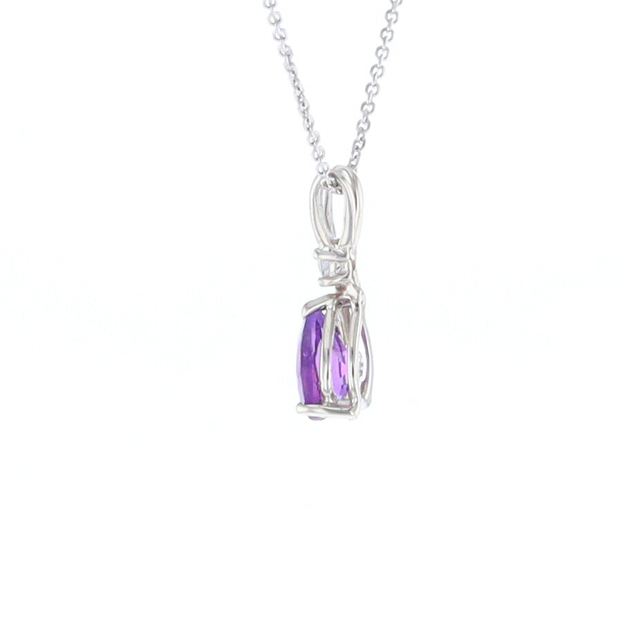 Amethyst Pear Ribbon Necklace