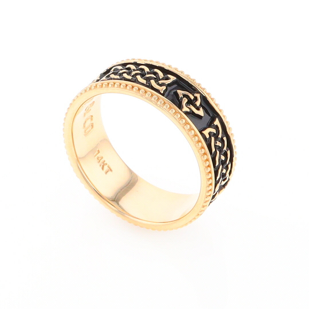 Celtic Knot Black and Gold Wedding Band