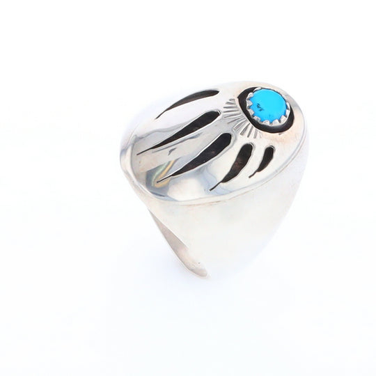 Mens Native Turquoise Bear Claw Ring