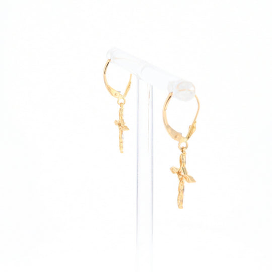 Two-Tone Diamond Cross Earrings