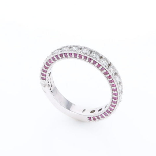 Diamond and Pink Sapphire Wedding Band