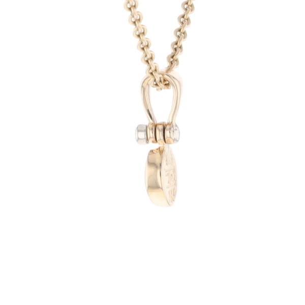 Gold Quartz Necklace Round Inlaid Pendant with .02ct Diamond