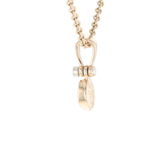 Gold Quartz Necklace Round Inlaid Pendant with .02ct Diamond