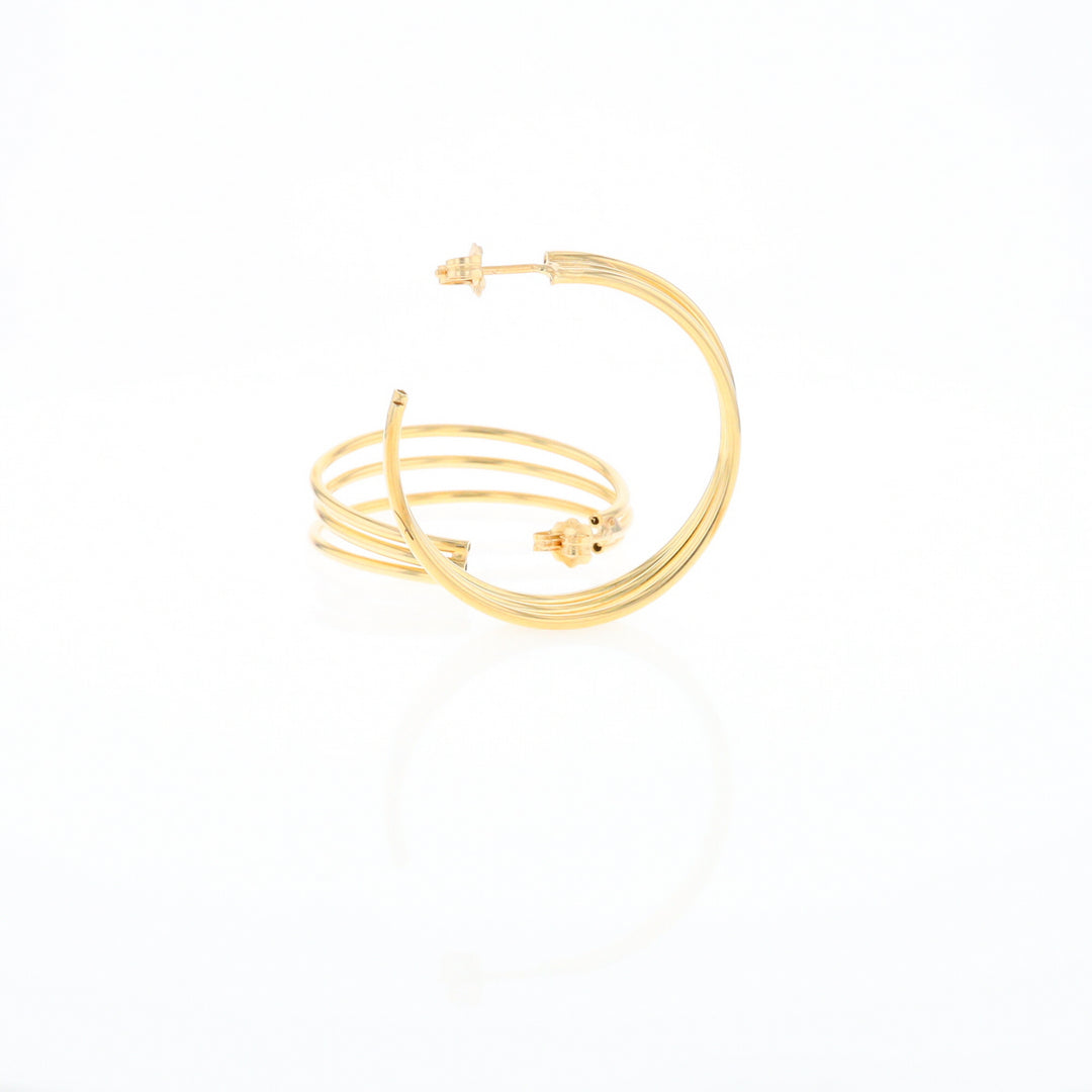 Three Bar Gold Hoop Earrings