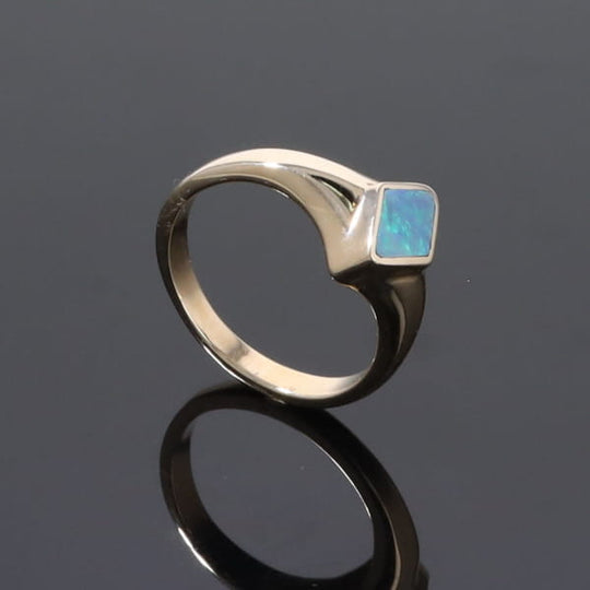 Opal Rings Diamond Shape Inlaid Design