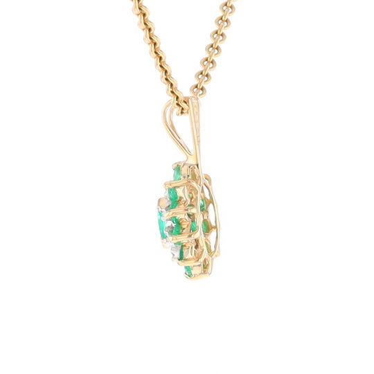 Marquise Shaped Emerald and Diamond Pendant