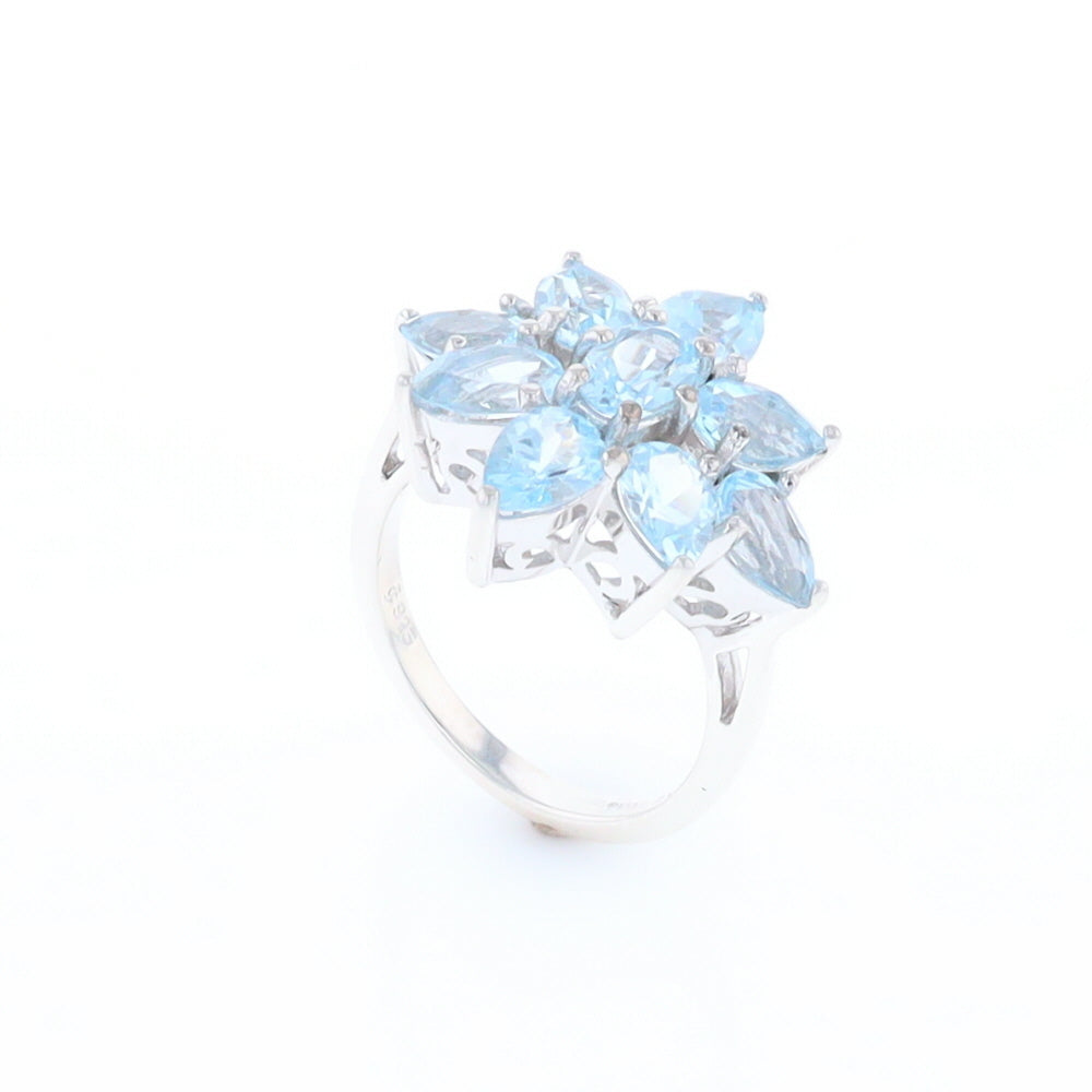 Blue Topaz Flower Ring