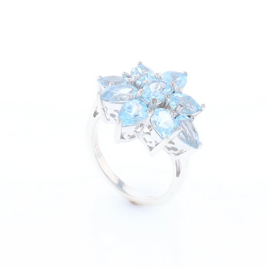 Blue Topaz Flower Ring