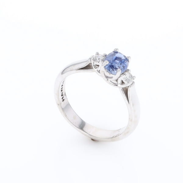 Ceylon Sapphire Three-Stone Trellis Ring