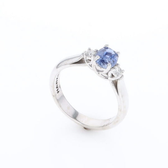 Ceylon Sapphire Three-Stone Trellis Ring