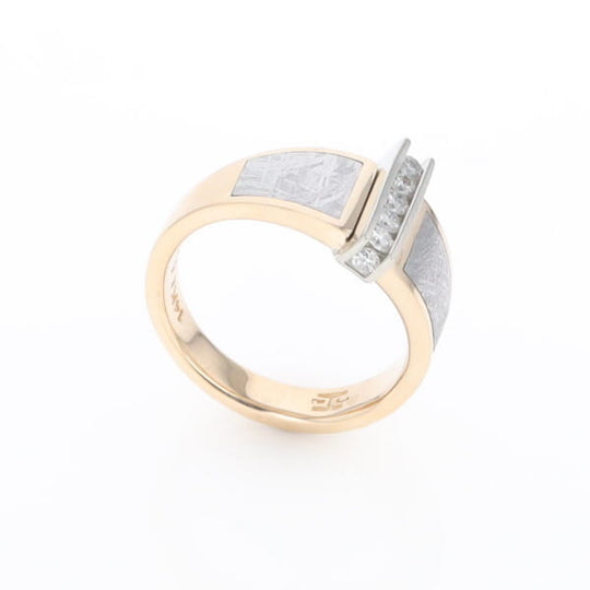 Meteorite Ring Double Sided Inlaid Design with .23ctw Diamonds