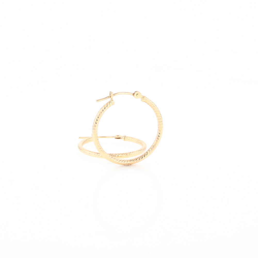 Gold Ribbed Hoop Earrings