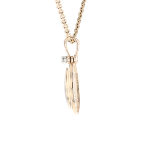 Gold Quartz Oval Inlaid Pendant with .02ct Diamond