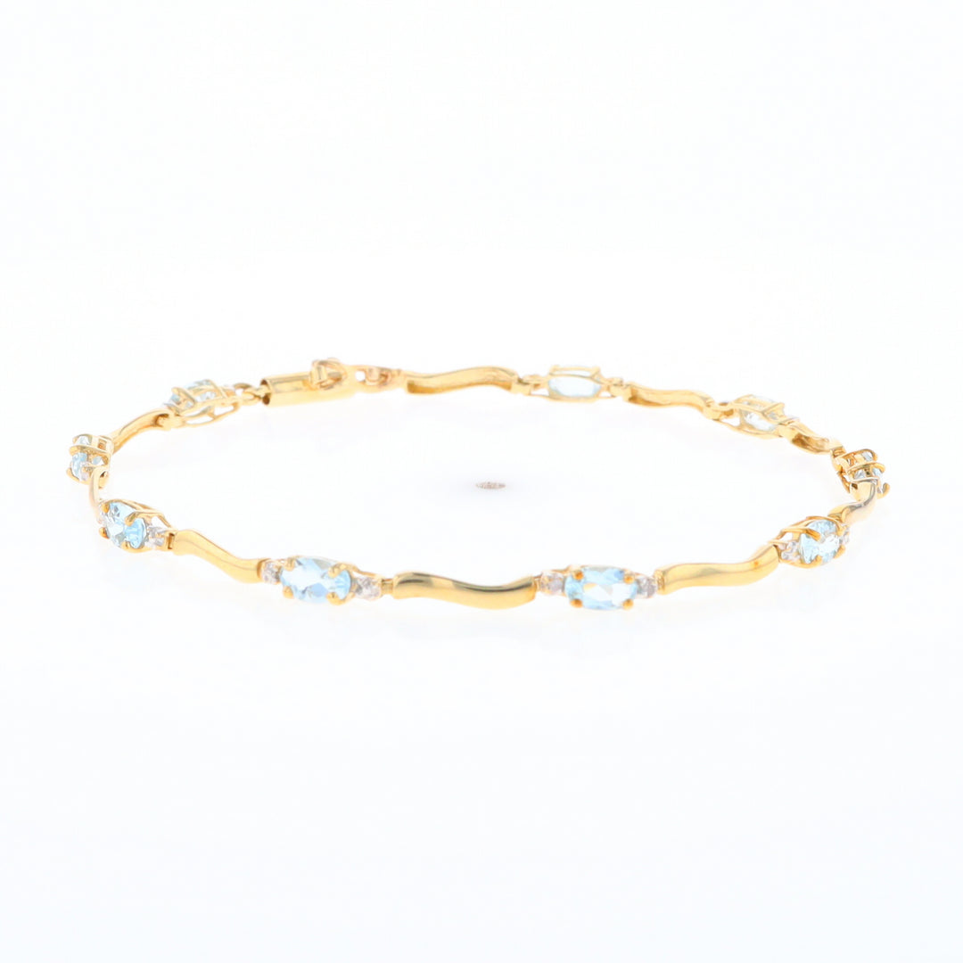 Aquamarine and Diamond Tennis Bracelet