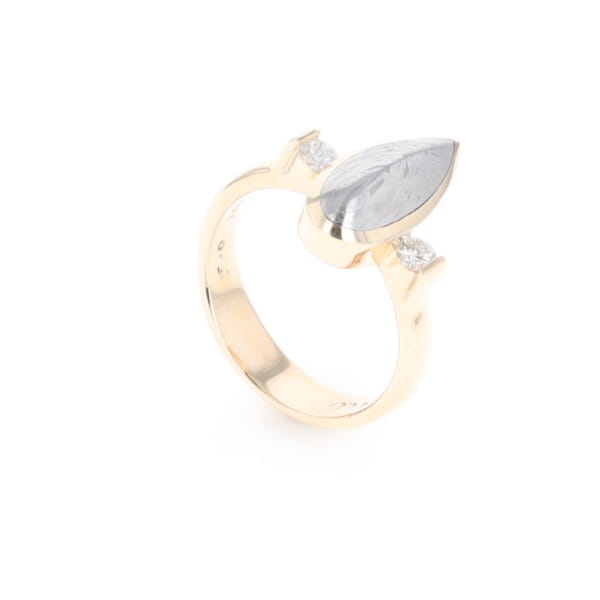 Meteorite Pear Shape Inlay Ring