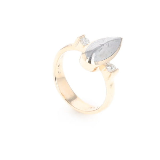Meteorite Pear Shape Inlay Ring