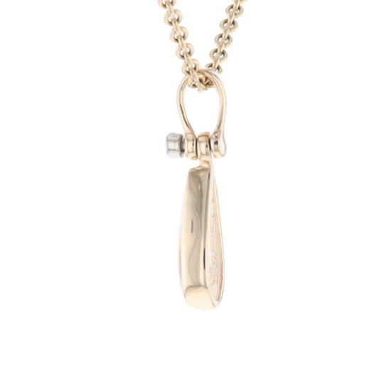 Gold Quartz Pendant Tear Drop Inlaid Design with .02ct Diamond