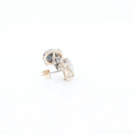 Gold Quartz Cabochon Stud Earrings